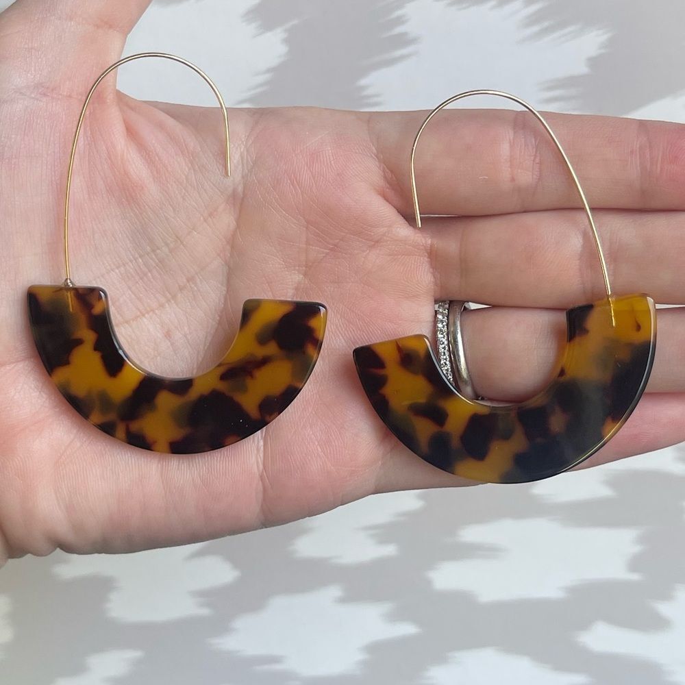 Tortoise Dangle Hoop Earrings Womens Jewelry 90s Y2K Statement Acrylic Brown NEW